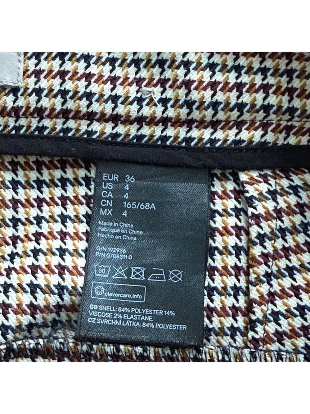 H&M Brown and Beige Houndstooth Patterned Slacks Size US4 - Picture 5 of 12